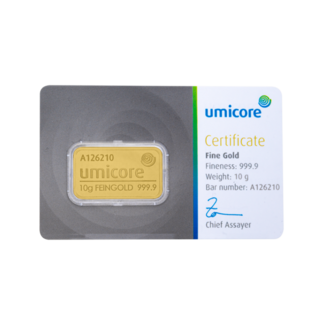 Umicore Umicore Goudbaar 10. gram fijn puur goud