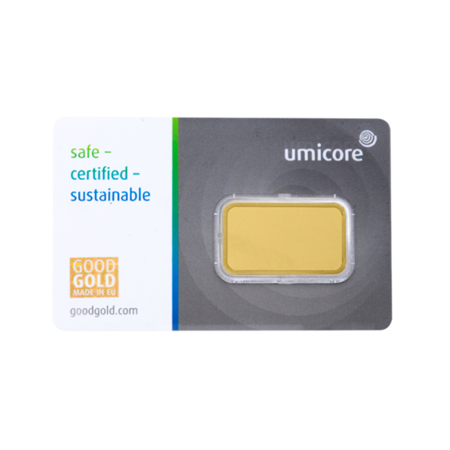 Umicore  Goudbaar 5. gram fijn puur goud