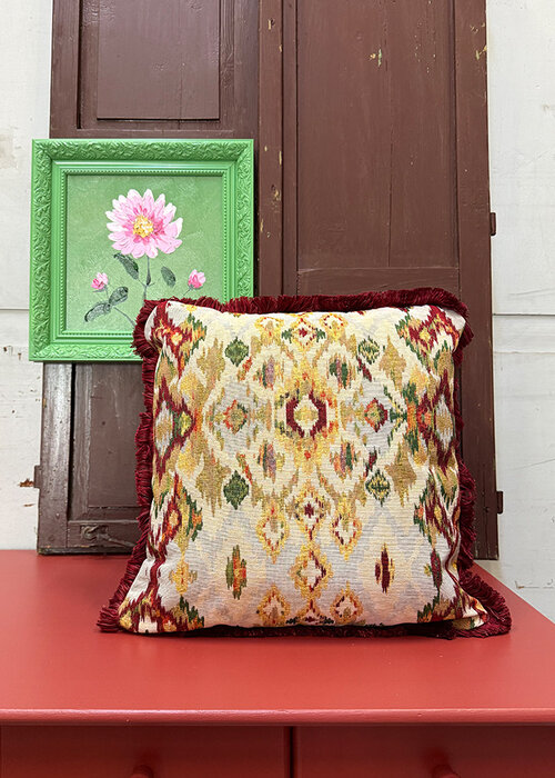 Kussen - Vierkant -  Burgundy/Groen