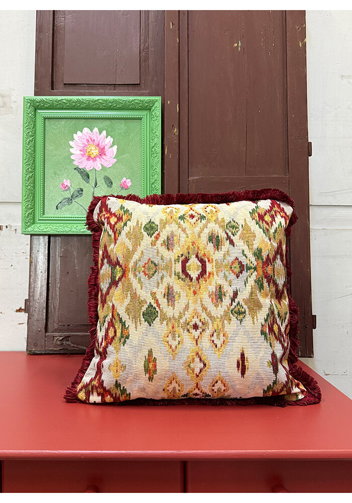 Kussen - Vierkant -  Burgundy/Groen