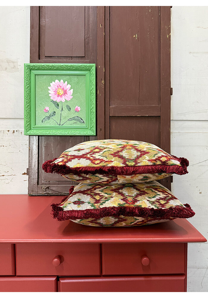 Kussen - Vierkant -  Burgundy/Groen