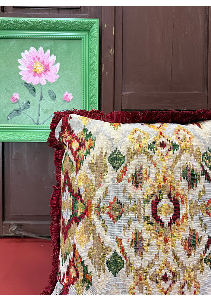 Kussen - Vierkant -  Burgundy/Groen