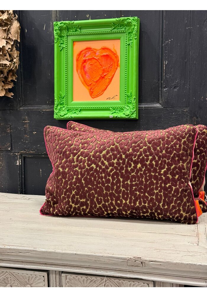Kussen - Leopard bordeaux/goud