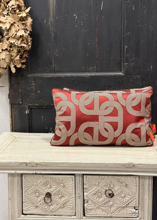 Kussen - Bordeaux/creme