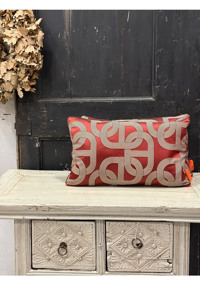 Kussen - Bordeaux/creme