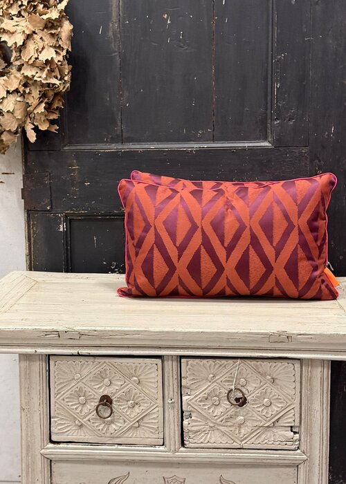 Kussen - Ruit terra/bordaux