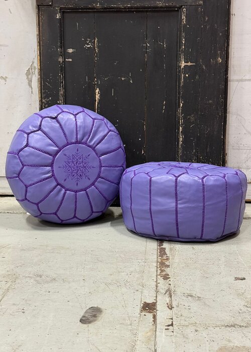 Poef - leer lila