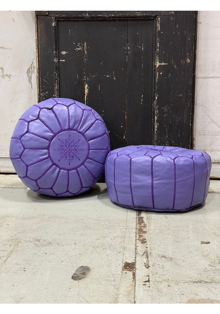 Poef - leer lila