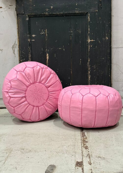 Poef - leer roze
