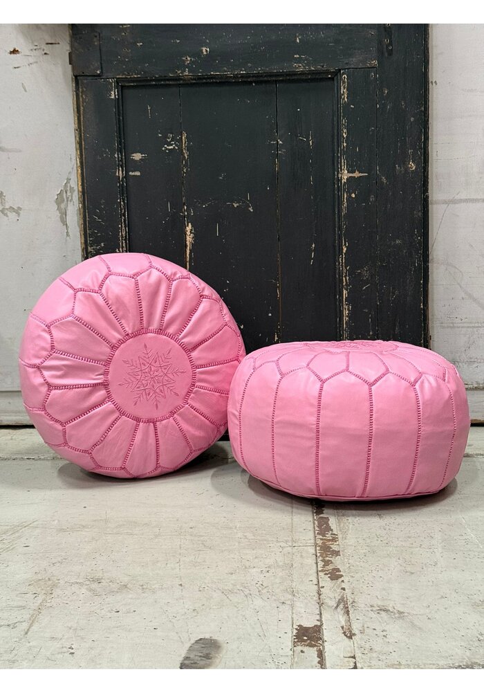 Poef - leer roze