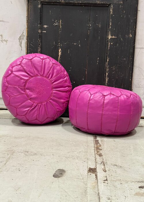 Poef - leer fuchsia