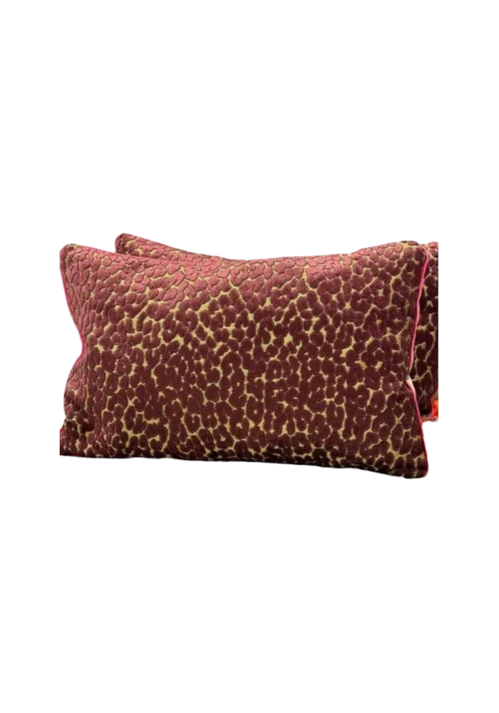 Kussen - Leopard bordeaux/goud