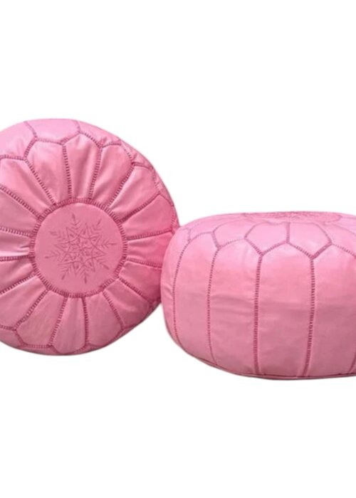 Poef - Leer roze