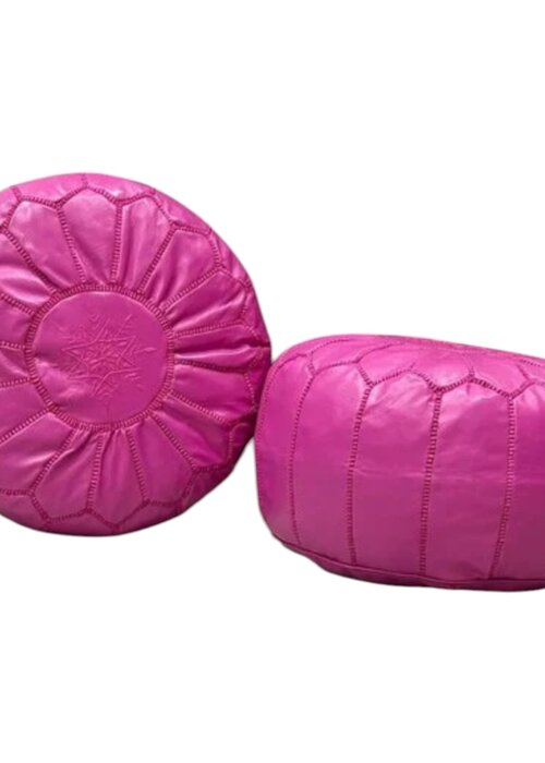Poef - Leer fuchsia