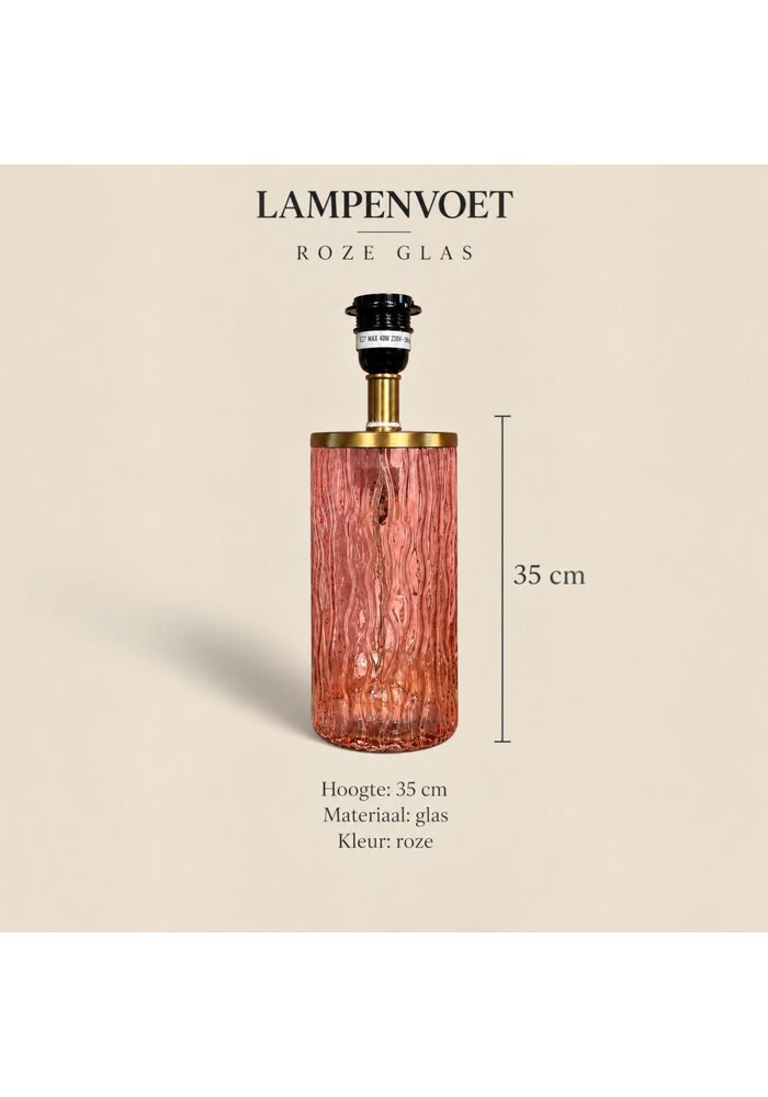 Lampenvoet - Roze glas
