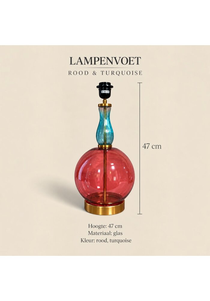 Lampenvoet - Rood/ turquoise