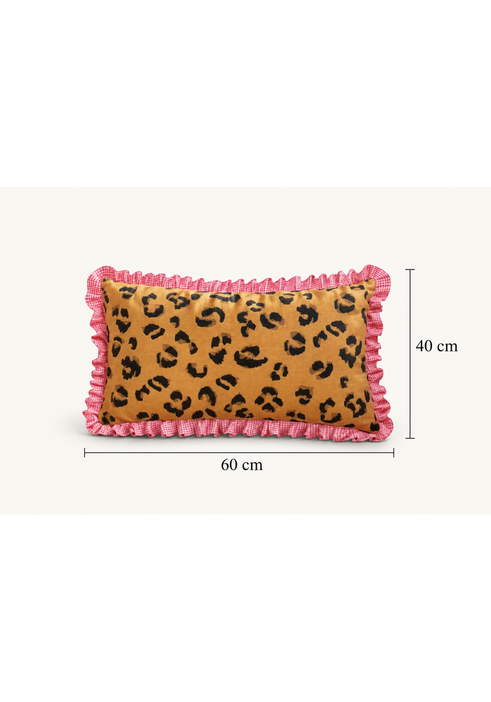 Panter kussen met roze volant