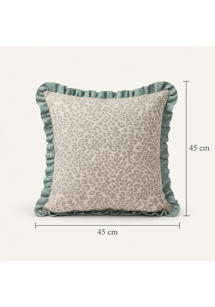 Panter kussen met blauw volant