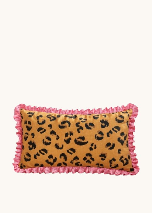 Panter kussen met roze volant