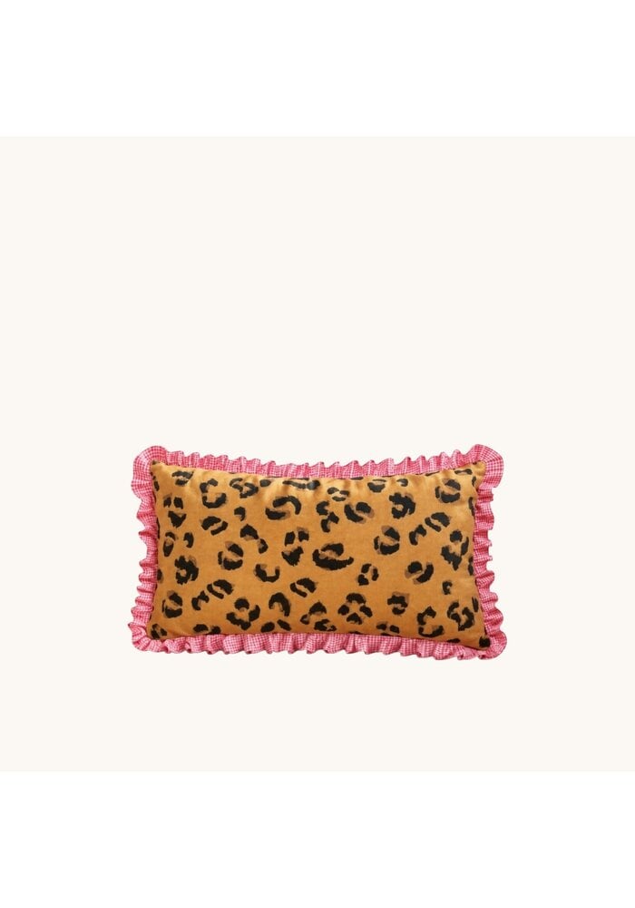 Panter kussen met roze volant