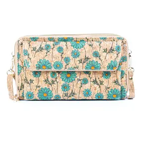Kork skuldertaske med margueritmotiv