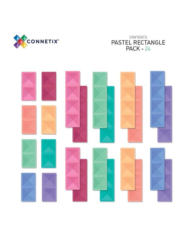 CONNETIX CONNETIX Pastel Vierkant / Rechthoek Pakket - 24 delig CONNETIX CONNETIX Pastel Vierkant / Rechthoek Pakket - 24 delig