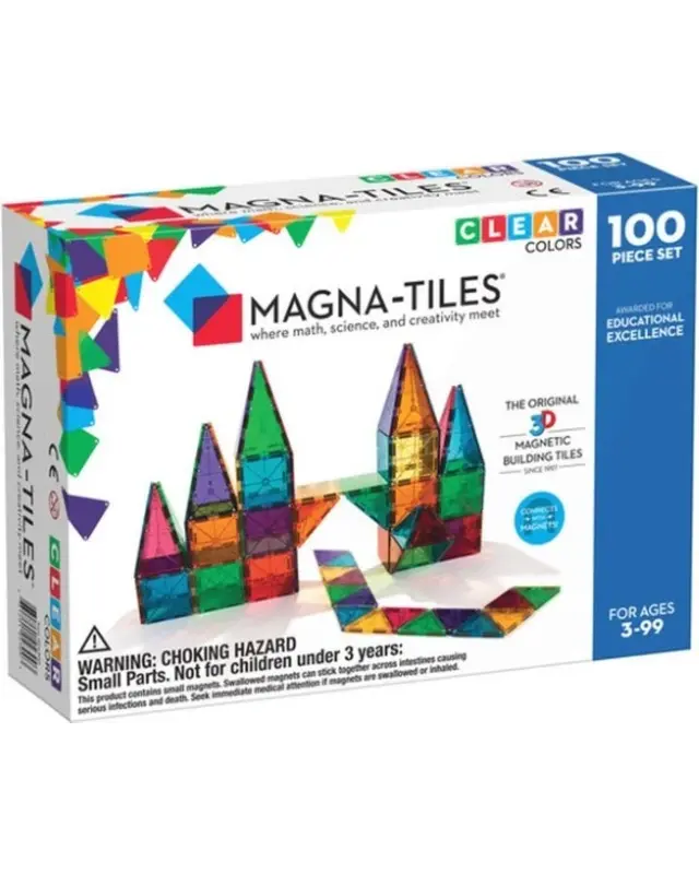 Magna Tiles Magna Tiles Clear Colors Classic bouwset -100 stuks Magna Tiles Magna Tiles Clear Colors Classic bouwset -100 stuks