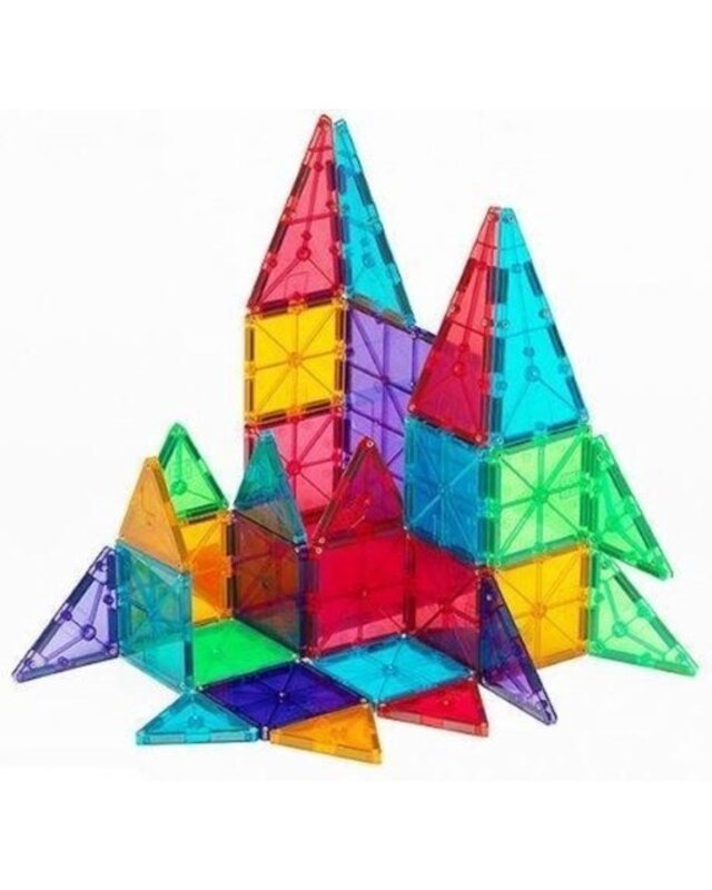 Magna Tiles Magna Tiles Clear Colors Classic bouwset -100 stuks Magna Tiles Magna Tiles Clear Colors Classic bouwset -100 stuks