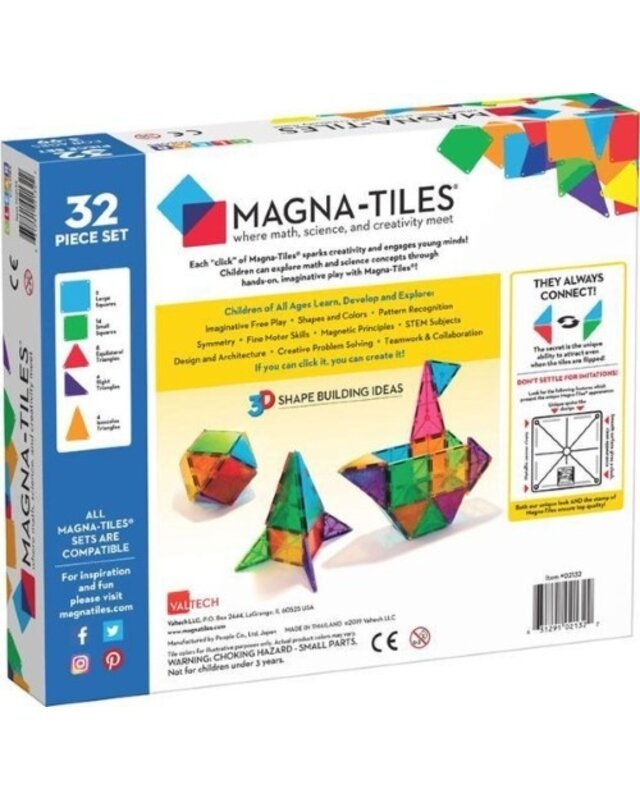 Magna Tiles Magna Tiles Clear Colors bouwset - 32 stuks Magna Tiles Magna Tiles Clear Colors bouwset - 32 stuks