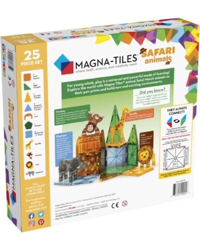 Magna Tiles Magna Tiles Safari Animals Dieren - 25 stuks Magna Tiles Magna Tiles Safari Animals Dieren - 25 stuks