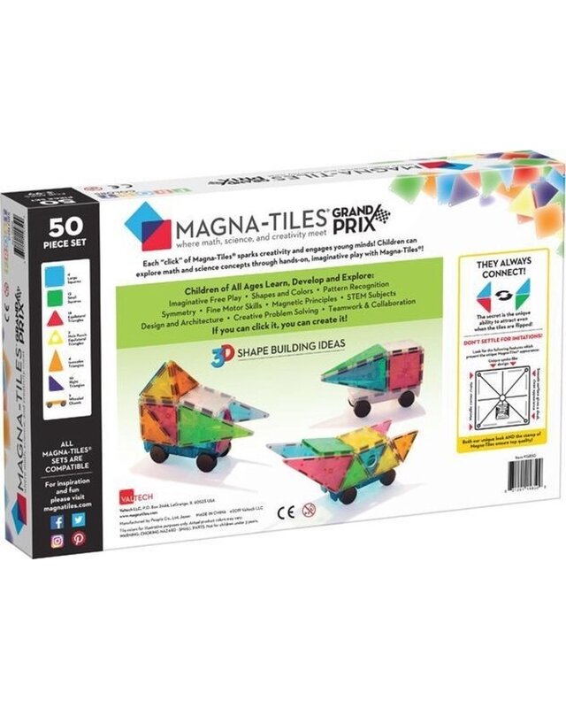 Magna Tiles Magna Tiles Grand Prix Frost Colors - 50 stuks Magna Tiles Magna Tiles Grand Prix Frost Colors - 50 stuks
