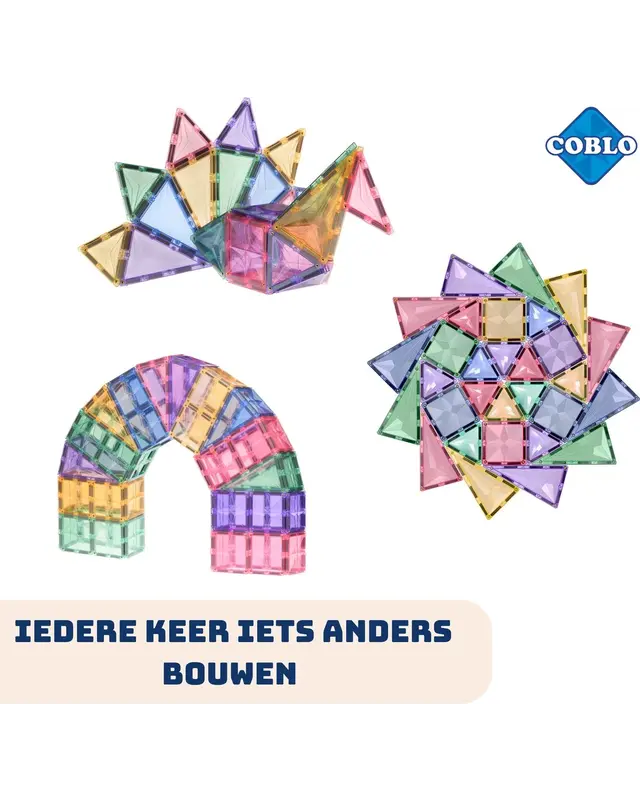 Coblo Coblo Magnetische bouwstenen Pastel - 100 delig Coblo Coblo Magnetische bouwstenen Pastel - 100 delig