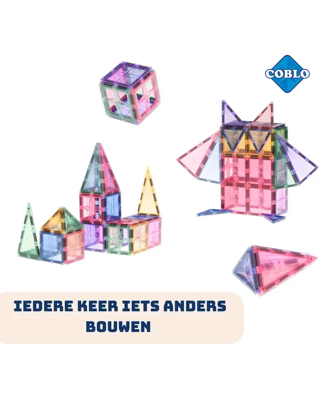 Coblo Coblo Magnetische bouwstenen Pastel - 35 delig Coblo Coblo Magnetische bouwstenen Pastel - 35 delig