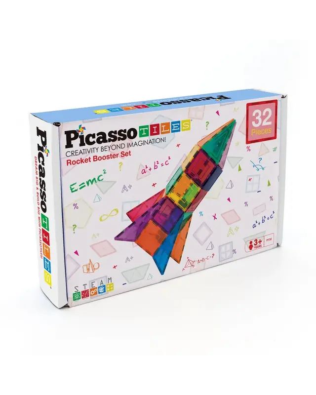 PicassoTiles PicassoTiles Rocket Booster Magnetic Tiles set 32 delig PicassoTiles PicassoTiles Rocket Booster Magnetic Tiles set 32 delig
