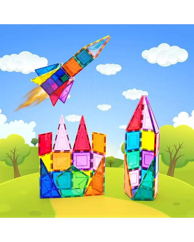 PicassoTiles PicassoTiles Rocket Booster Magnetic Tiles set 32 delig PicassoTiles PicassoTiles Rocket Booster Magnetic Tiles set 32 delig