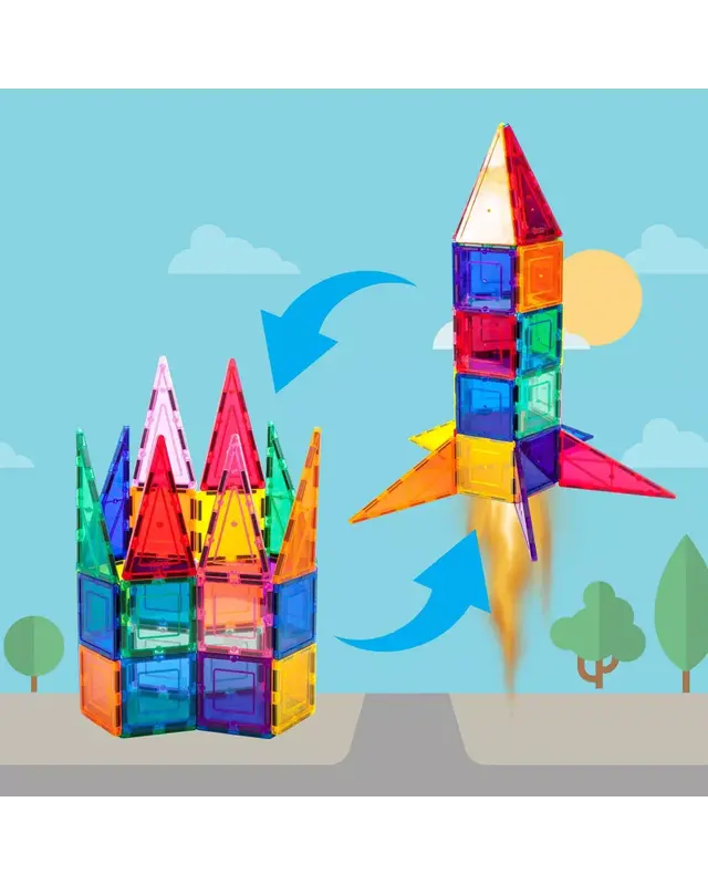 PicassoTiles PicassoTiles Rocket Booster Magnetic Tiles set 32 delig PicassoTiles PicassoTiles Rocket Booster Magnetic Tiles set 32 delig