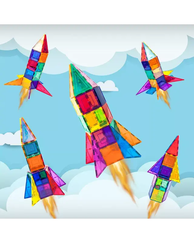 PicassoTiles PicassoTiles Rocket Booster Magnetic Tiles set 32 delig PicassoTiles PicassoTiles Rocket Booster Magnetic Tiles set 32 delig