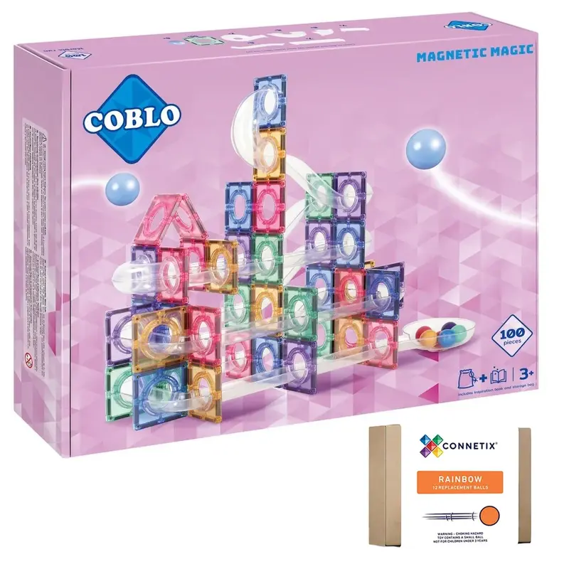 Coblo Coblo Knikkerbaan Pastel - 100 delig + Gratis 12 reserve ballen