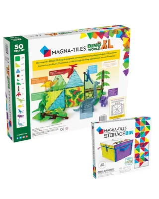 Magna Tiles Dino World XL 50 delig + Gratis Speelkleed & Opbergdoos