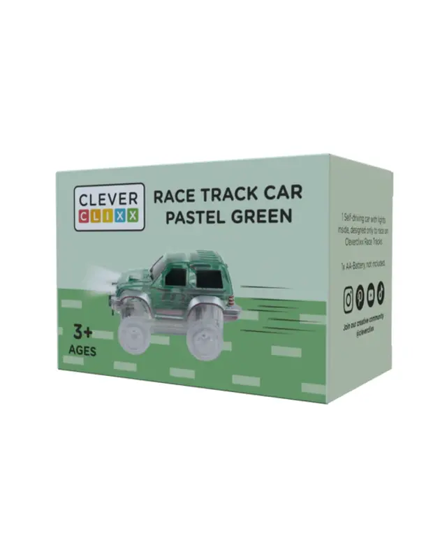 Cleverclixx Cleverclixx Race Track Car Pastel - Groen Cleverclixx Cleverclixx Race Track Car Pastel - Groen