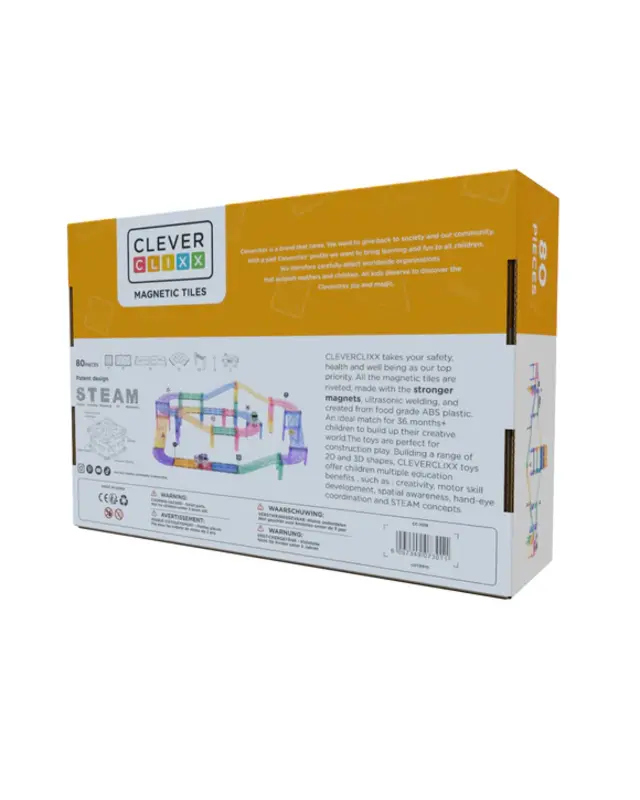 Cleverclixx Cleverclixx Race Track Pastel - 80 stuks + Gratis Groene auto Cleverclixx Cleverclixx Race Track Pastel - 80 stuks + Gratis Groene auto