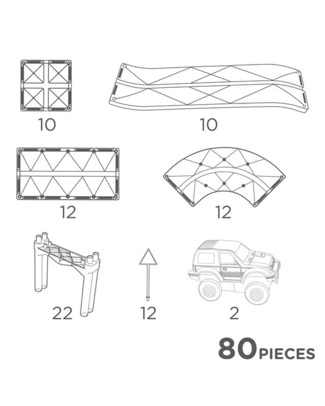 Cleverclixx Cleverclixx Race Track Pastel - 80 stuks + Gratis Groene auto Cleverclixx Cleverclixx Race Track Pastel - 80 stuks + Gratis Groene auto
