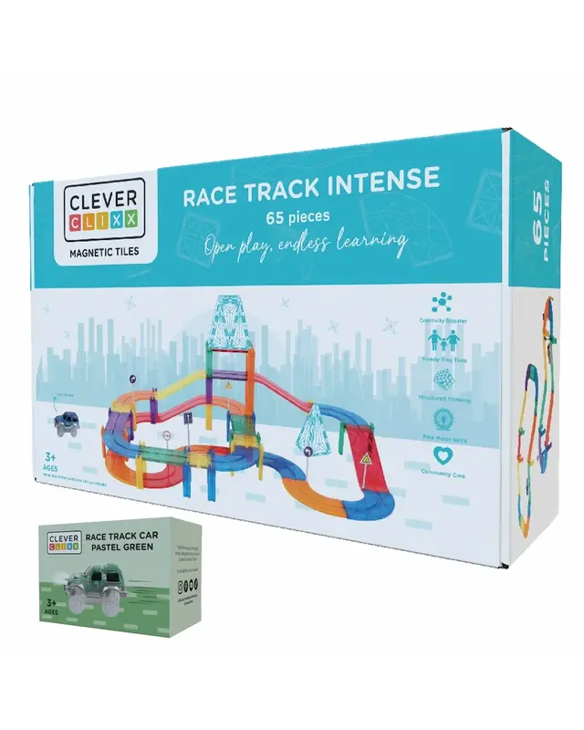Cleverclixx Cleverclixx Race Track Intense - 65 stuks + Gratis groene Auto Cleverclixx Cleverclixx Race Track Intense - 65 stuks + Gratis groene Auto