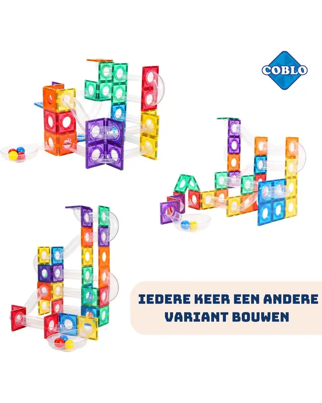 Coblo Coblo Magnetische Knikkerbaan Classic 135 delig + 12 Gratis ballen Coblo Coblo Magnetische Knikkerbaan Classic 135 delig + 12 Gratis ballen