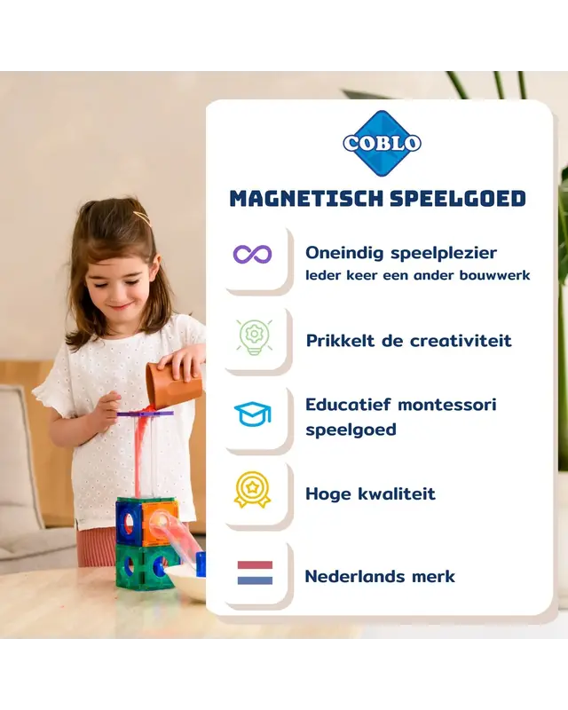Coblo Coblo Magnetische Knikkerbaan Classic 135 delig + 12 Gratis ballen Coblo Coblo Magnetische Knikkerbaan Classic 135 delig + 12 Gratis ballen