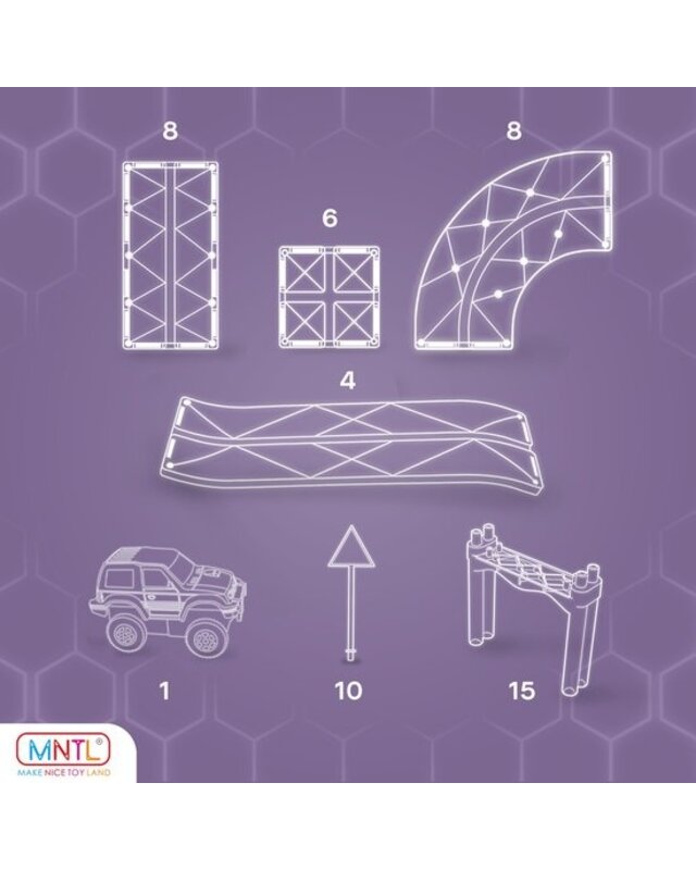 MNTL MNTL Magnetische Racebaan 52-stuks MNTL MNTL Magnetische Racebaan 52-stuks