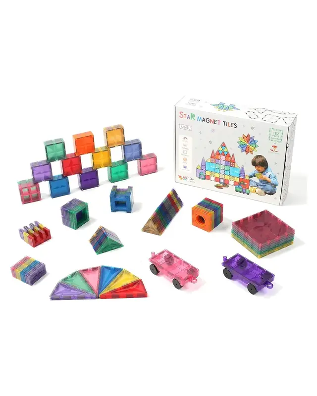 MNTL MNTL Magnetisch speelgoed XXL pakket Rainbow sterren - 182 stuks MNTL MNTL Magnetisch speelgoed XXL pakket Rainbow sterren - 182 stuks