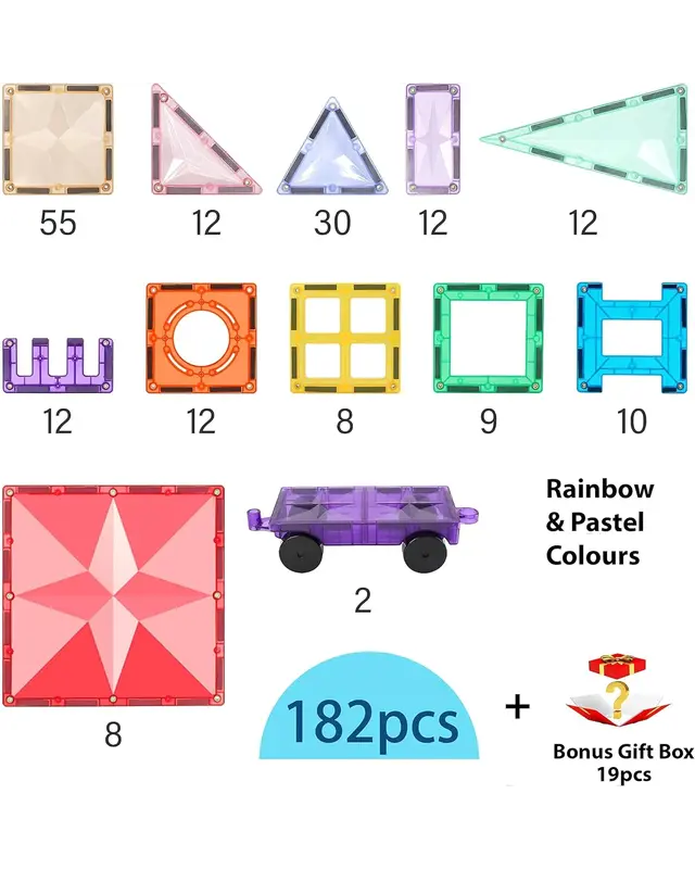 MNTL MNTL Magnetic Tiles Magnetische Tegels Rainbow sterren - 182 stuks MNTL MNTL Magnetic Tiles Magnetische Tegels Rainbow sterren - 182 stuks