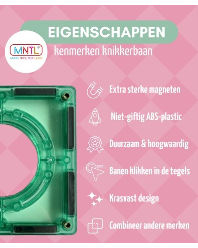 MNTL MNTL Magnetische knikkerbaan 80 delig - Pastel