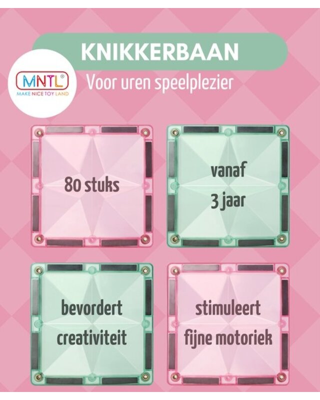 MNTL MNTL Magnetische knikkerbaan 80 delig - Pastel